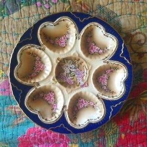 Limoges Oyster Floral Plate Replica Stamp 8 3/4"